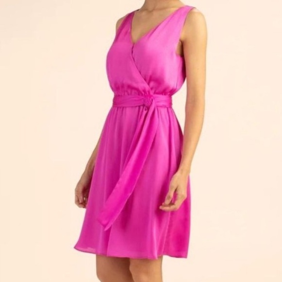 Trina Turk Dresses & Skirts - Trina Turk Pink Planetary Mini Dress Faux Wrap Sash Belt Size Small NWT